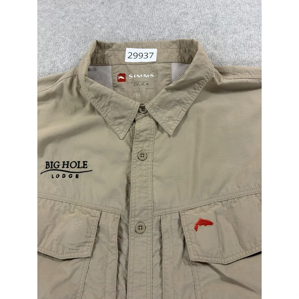 Simms BIG HOLE LODGE Breathable Button Down Shirt (Men's 2XL) Tan